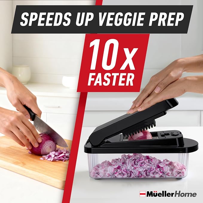 MUELLER HOME Pro-Series 10-in-1, 8 Vegetable Chopper & Mandoline Slicer | Food-Prep Tool, Fruit Cutter, Dicer, Veggie Chopper with Container, Kitchen Essentials, House Warming Gifts New Home, Black - Image 3