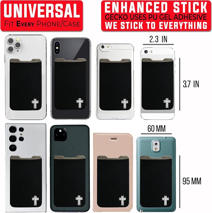 Phone Wallet - Adhesive Card Holder - Cell Phone Pouch - Stick on Lycra Pocket by Gecko - Carry Credit Cards and Cash - Image 5