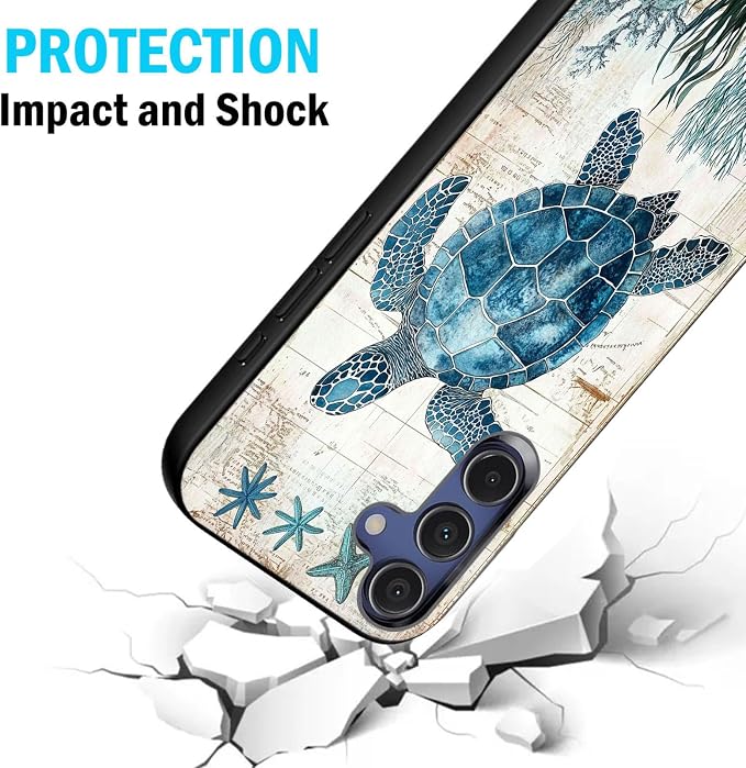 Designed for Galaxy A17 5G Phone Case,Slim Silicone Shockproof Protective Case for Galaxy A17 5G 6.7 inch,Sea Turtle Illustration - Image 2