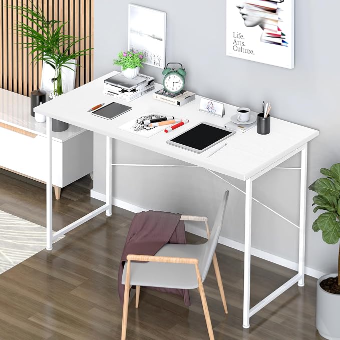Small Space Writing Desk with Headphone Hooks, Modern Simple Design, Suitable for Study, Home Office and Living Room - Image 2