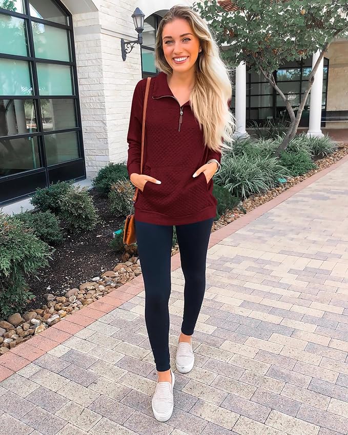 BTFBM Women Fashion Quilted Pattern Lightweight Zipper Long Sleeve Plain Casual Ladies Sweatshirts Pullovers Shirts Tops - Image 2