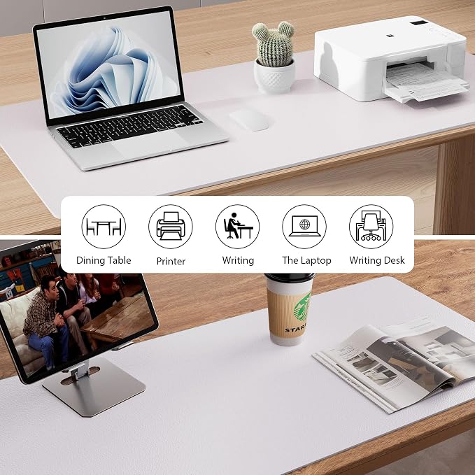 Aothia Large PU Leather Desk Pad Protector – Non-Slip Mouse Pad & Writing Mat for Office/Home, Waterproof, Easy to Clean (31.5" x 15.7", Pale Lavender White) - Image 5