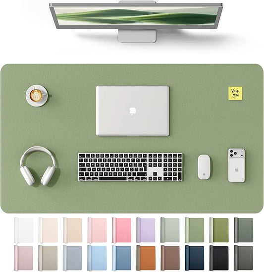 YSAGi Leather Desk Protector, Office Mat, Large Mouse Mat, Non-Slip PU Leather Blotter, Laptop Desk Mat, Waterproof Writing Pad for Office and Home(Bamboo Green, 40" x 24") by YSAGi