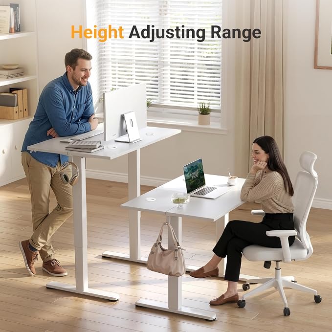 YDN 40 x 24 Inch White Electric Standing Desk | Adjustable Height, Sit Stand, Cable Management, Ergonomic, Home Office - Image 5