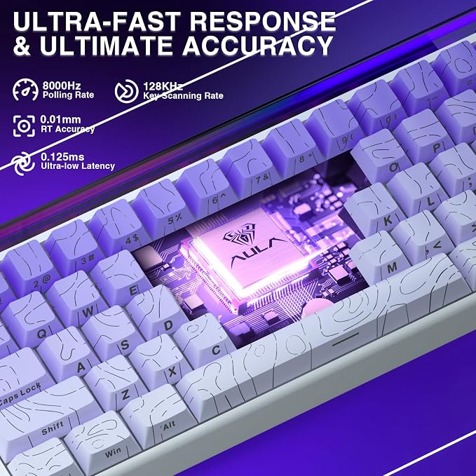 AULA Hero 68 HE 60% Gaming Keyboard Wired, Hall Effect Magnetic Switch Keyboard with Adjustable Actuation, Fast Trigger Mode, 8K Hz Polling Rate, 0.125ms Latency,Side Printed PBT Keycaps, RGB Backlit - Image 5