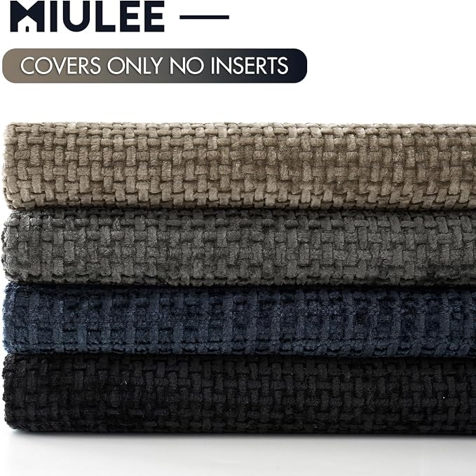 MIULEE Pack of 4 Couch Throw Pillow Covers 20x20 Inch Neutral Navy/Grey Soft Decorative Chenille Pillow Covers Farmhouse Accent Cushion Covers for Boho Home Decor Sofa Bedroom Living Room - Image 6