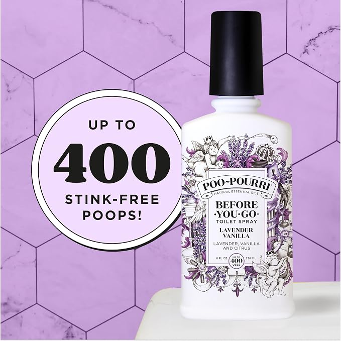 Poo-Pourri Before-You-Go 8oz Air & Toilet Freshener Lavender Vanilla Spray – Instantly Works to Trap Bathroom Odor – Plant Based Ingredients & Essential Oils – with Lavender, Vanilla & Citrus - Image 8