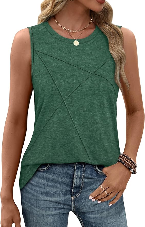 WIHOLL Women's Sleeveless Summer Crewneck Loose Fit Tank Tops - Image 3