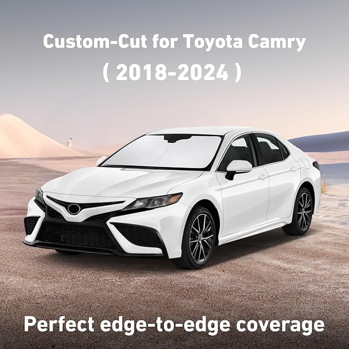EcoNour Windshield Sunshade Compatible for Toyota Camry 2018-2022 2023 2024, LE, SE, SE Nightshade, XLE, XSE, TRD, Sun Visor for Front Windshield Sun Shade Cover, UV Heat Protector, Car Accessories - Image 2