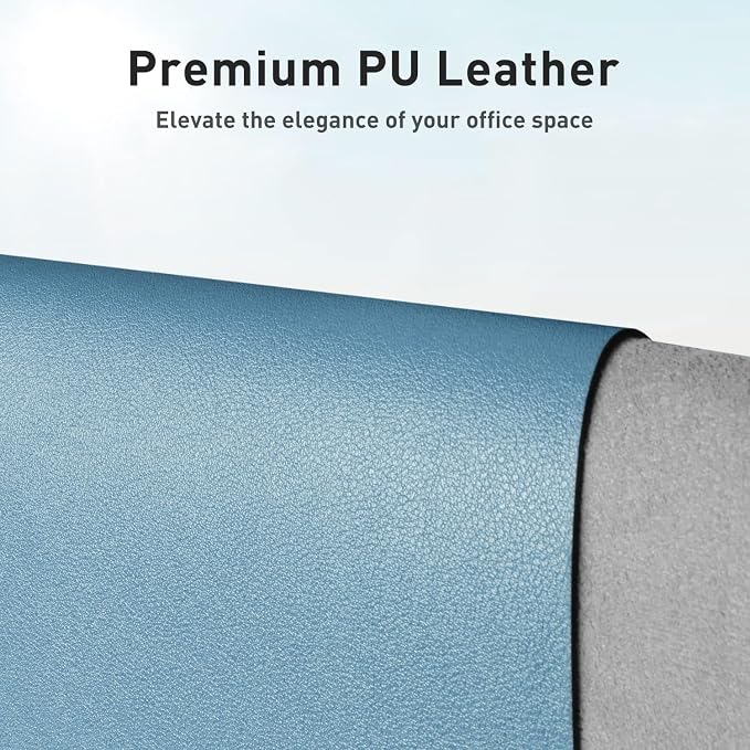 Aothia Faux Leather Desk Mat for Keyboard & Mouse (Sky Blue, 23.6" x 13.7") | Large desk mat for keyboard, mouse and laptop, creating a clean, organized workspace for work, study and everyday use - Image 2