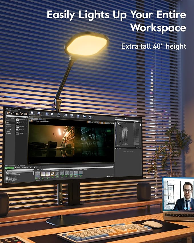 LitONES Led Desk Lamps for Home Office with Base, Tall Desk Lamp with 50 Light Modes & Memory and Timer Func Computer Light, Flexible Adjustable Table Lamps for Video Conference, Architect - Image 5