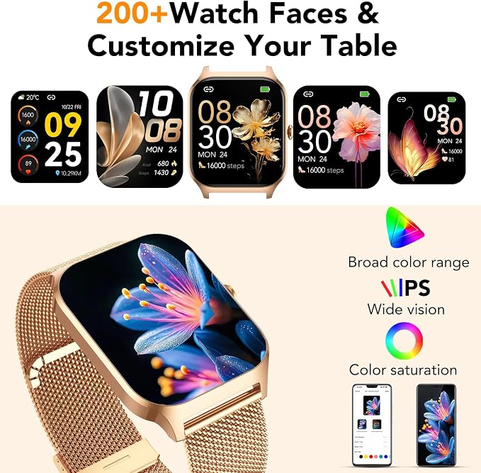Smart Watch for Women with Bluetooth Calling, Fashion Fitness Tracker, 1.85" HD Touch Screen, AI Voice Assistant, Heart Rate Sleep Monitor, 120+ Sports Modes, Compatible with Android iPhone, 2 Bands - Image 3