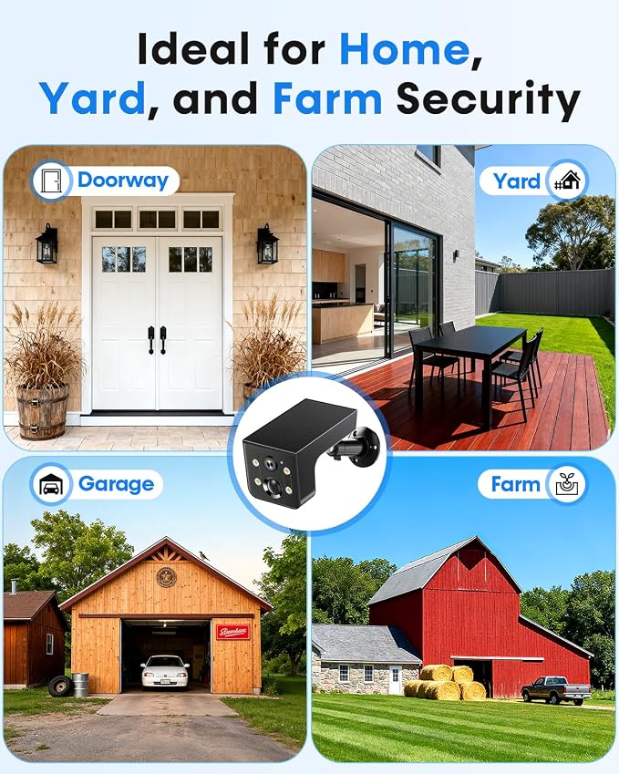 Thybro Solar Powered Camera Outdoor 2 Pack: AI Motion Detection 2K Outdoor Camera Wireless - Long Battery Life for Home & Business Monitoring(Black) - Image 8