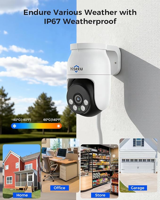Hiseeu 4K PTZ Wired Security Camera System with 8 x 8MP CCTV Cameras | 360° Coverage,Smart Color Night Vision,Audio,Person/Vehicle Detection,8MP DVR,2TB HDD for 24/7 Recording,Surveillance DVR Kit - Image 8