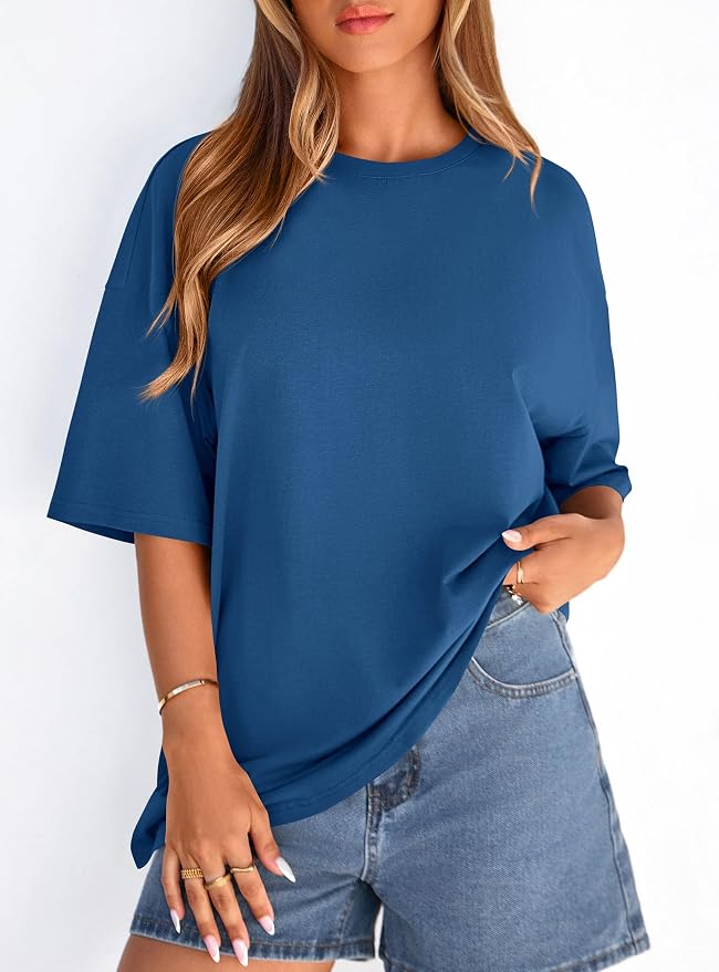 PRETTYGARDEN Womens 2026 Spring Going Out Tops Casual Short Sleeve Crewneck Loose Fit Basic Oversized T Shirts Summer Outfits - Image 4
