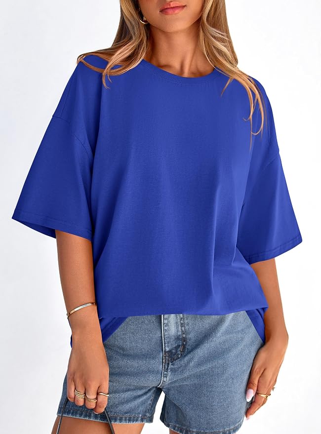 PRETTYGARDEN Womens 2026 Spring Going Out Tops Casual Short Sleeve Crewneck Loose Fit Basic Oversized T Shirts Summer Outfits - Image 8