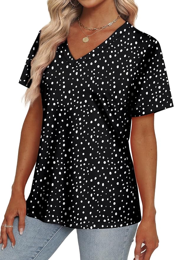 Alaroo Womens Summer Tops 2026 V Neck Short Sleeve Shirts Trendy Dressy Casual Vacation Outfits Printed - Image 3