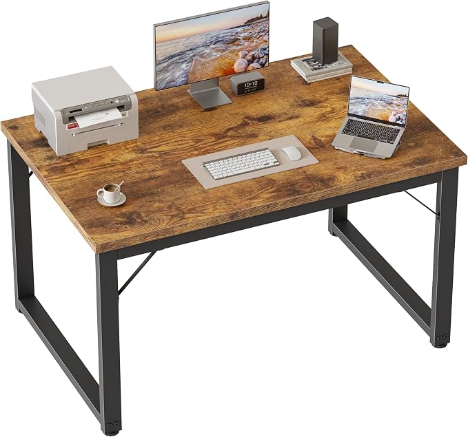 Mericonia 40 Inch Computer Desk, 1" Thick Small Office Table, Brown | Modern Simple Style, Heavy Duty Industrial Frame, Small Study & Writing Table for Home Bedroom Work by MERICONIA
