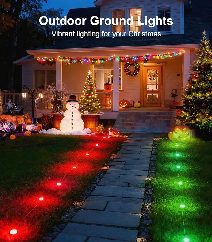 50Ft Permanent Outdoor Ground Lights Smart Color Changing, Pathway Christmas Lights Waterproof, Walkway Lighting for Outside Garden Back Yard Driveway Patio Sidewalk Landscape Path Decorations - Image 7