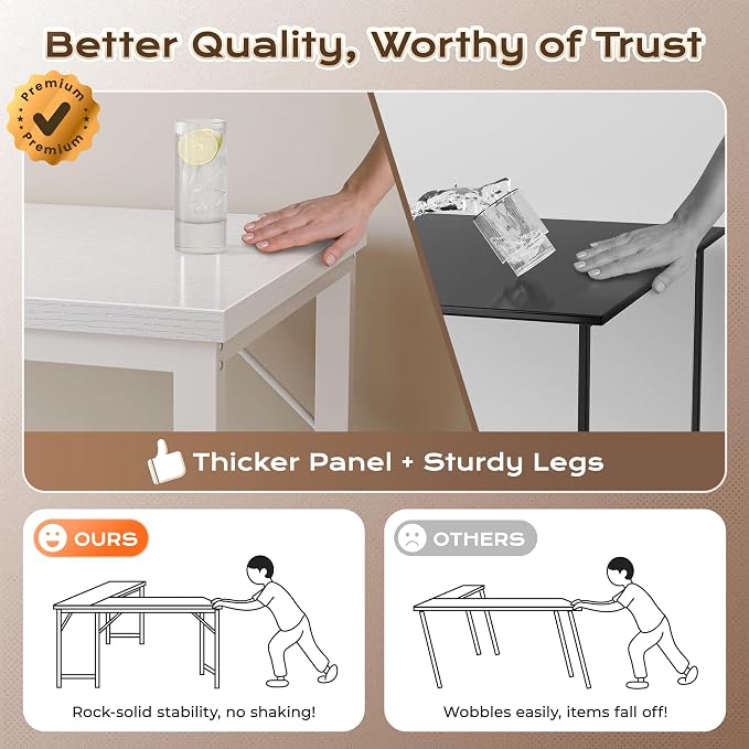 Huuger 63 Inch L Shaped Desk with Power Outlets and USB-C Port, Reversible Computer, Larger Office Corner Gaming Desk, 0.95 Inch Thicker Desktop, Metal Frame, for Home Office, Study, White - Image 7