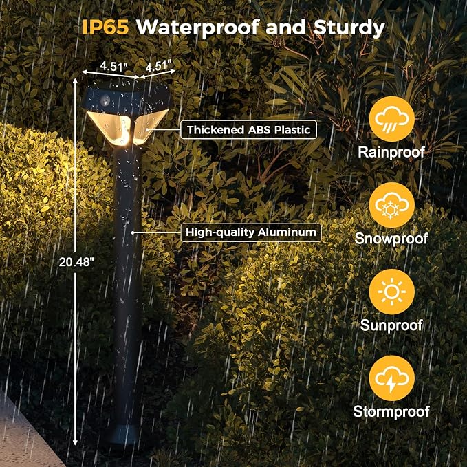 XMCOSY+ Smart Solar Pathway Lights, App Control Motion Sensor Outdoor Light | RGBCW Color Changing, Brightness Dimmable, Bluetooth Control, No Hub Needed, IP65 Waterproof, Motion Activated, Solar Powered - Image 8