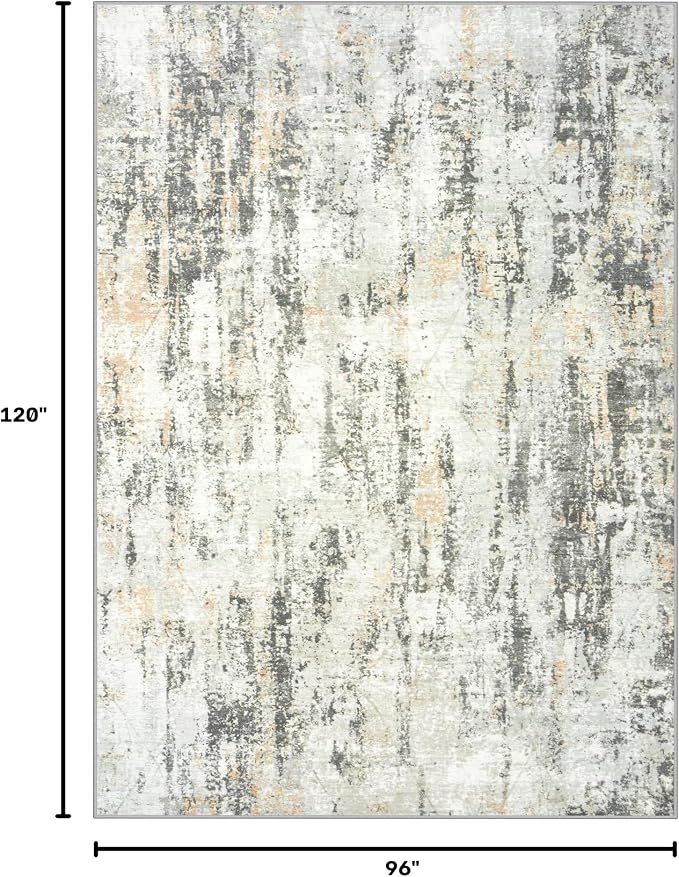8x10 Area Rugs Washable Rug: Modern Abstract Living Room Rug Soft Anti-Skid Thin Carpet Indoor Floor Non-Shedding Carpets for Bedroom Dining Room Farmhouse Nursery Home Office Grey Brown - Image 2