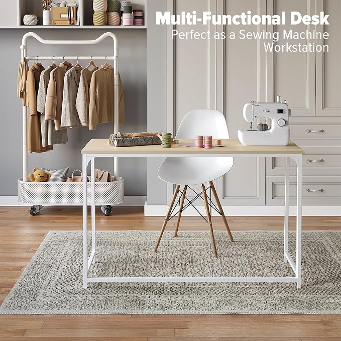 WOHOMO Folding Desk, 47.2" Foldable Computer Table for Small Spaces, Oak | Easy Assembly and Fold, Sturdy Home office desks for Study Bedroom Dorm Space Saving Writing Work Apartment - Image 7