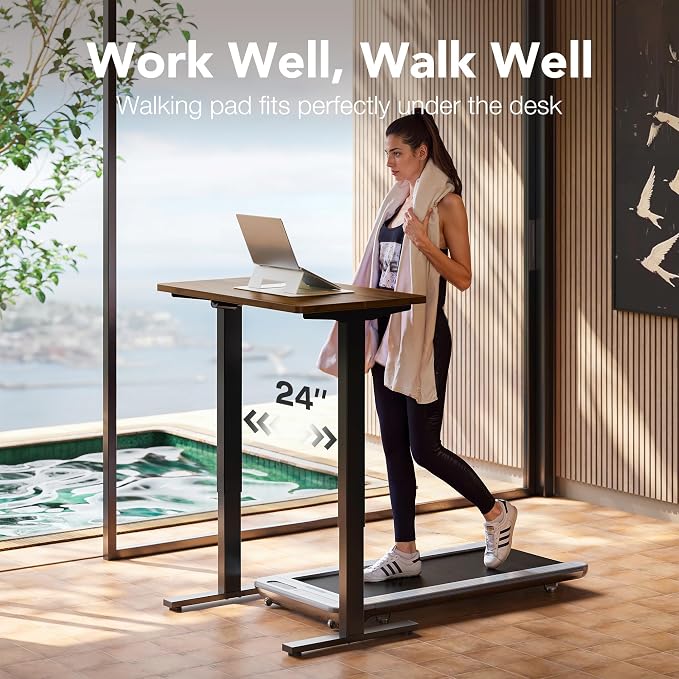 HUANUO 32" Small Electric Standing Desk Adjustable Height, 4 Memory Height Settings, Sit Stand Up Desk for Home Office & Computer Workstation, Black Walnut - Image 9