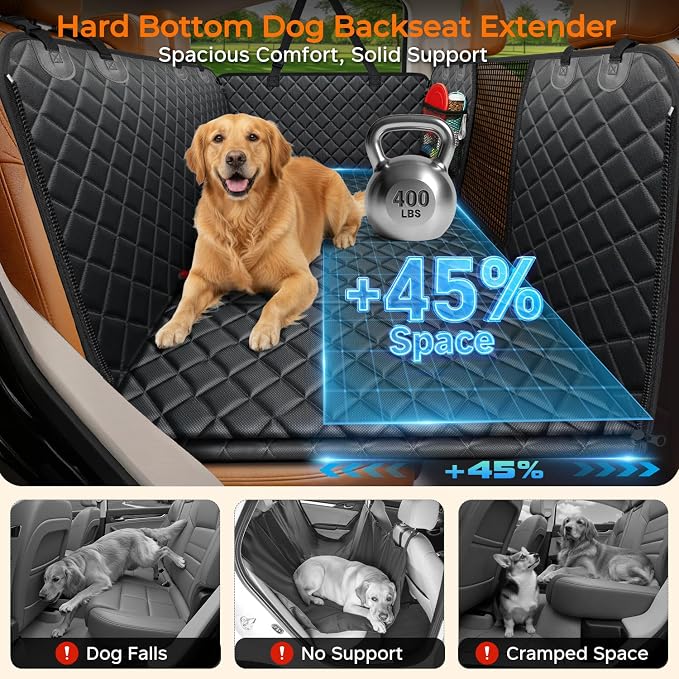 URPOWER Dog Car Seat Cover for Pets 100% Waterproof Seat Cover Hammock 600D Heavy Duty Scratch Proof Nonslip Durable Soft Back Seat Covers for Full Size Trucks - Image 2