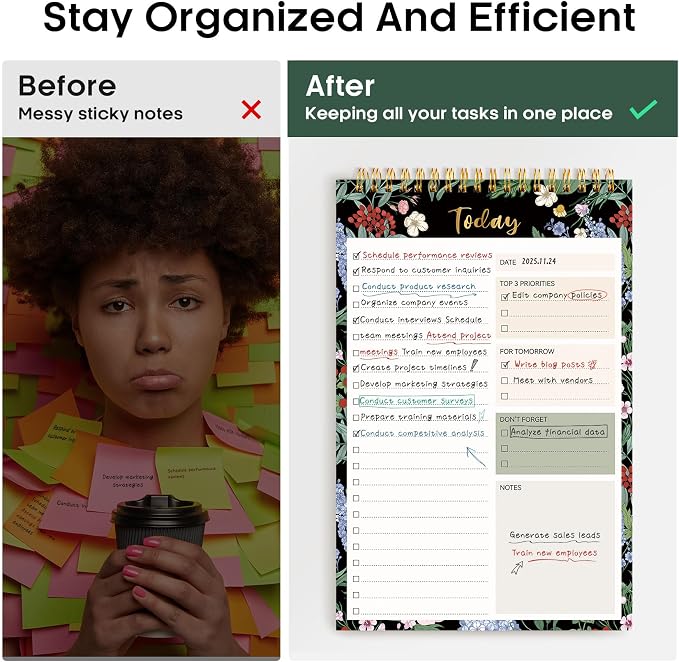 Taja To Do List Notepad, Undated Daily Planner for Work and Goal Setting | Forest Bloom, 52 Sheets, 9.8" x 6.5" , for Office, Home and school, Daily Task Planning, Notes and Everyday Organization - Image 5