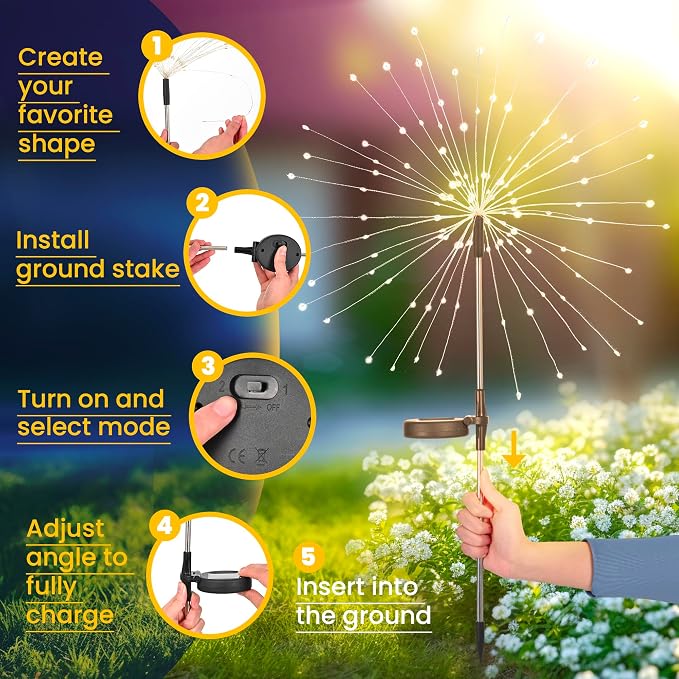 GIGALUMI Garden Outdoor Decor Lights 120LED 4Pack, Solar Garden Lights for Yard Outside Fairy Decorative,Solar Powered for Yard Pathway Flowerbed Planter Balcony Patio Decor（Multicolor） - Image 7