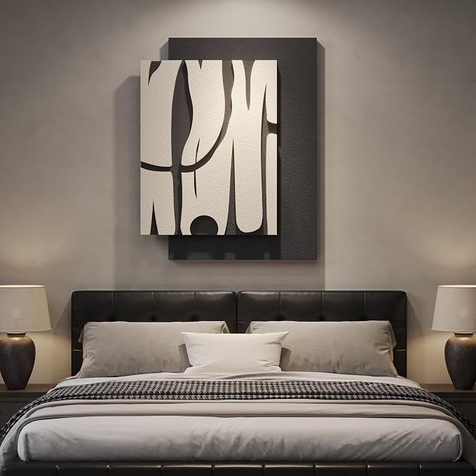 Cuspin Black and White Abstract Wall Art for Living Room, Modern Minimalist Geometric Artwork for Walls, Contemporary 3D Textured Paintings Wall Decor for Bedroom Dining Room Hallway Office - Image 6