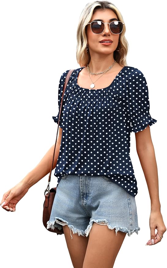 WIHOLL Womens Short Sleeve Square Neck Summer Tops Dressy Casual Blouses Trendy Clothes 2026 - Image 4