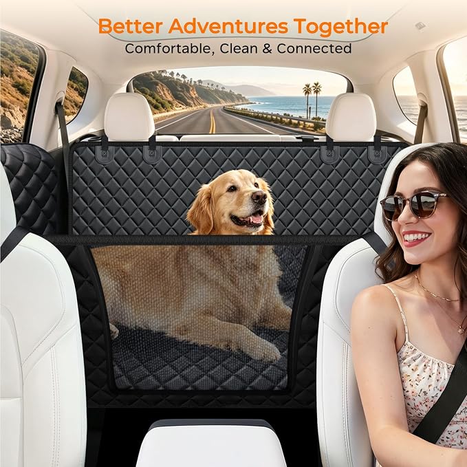 URPOWER Dog Car Seat Cover for Tesla Model Y & Juniper (2025+) with Door Protectors, Waterproof Seat Cover Hammock 600D Heavy Duty Scratch Proof Nonslip Durable Soft Back Seat Covers - Image 7