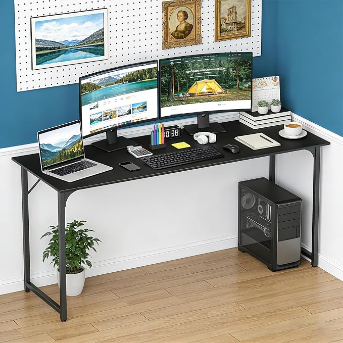 BestOffice Computer Desk,Home Office Desk, Modern Simple Style for Home Office Study Writing (Black, 63 Inch) - Image 2