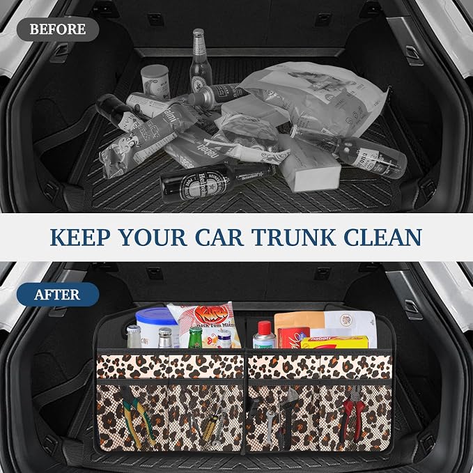 Femuar Car Trunk Organizer, Trunk Storage Organizer with Large Capacity Waterproof Collapsible Trunk Organizer for Car Suv/Jeep/Sedan (Leopard Print, Standard) - Image 5