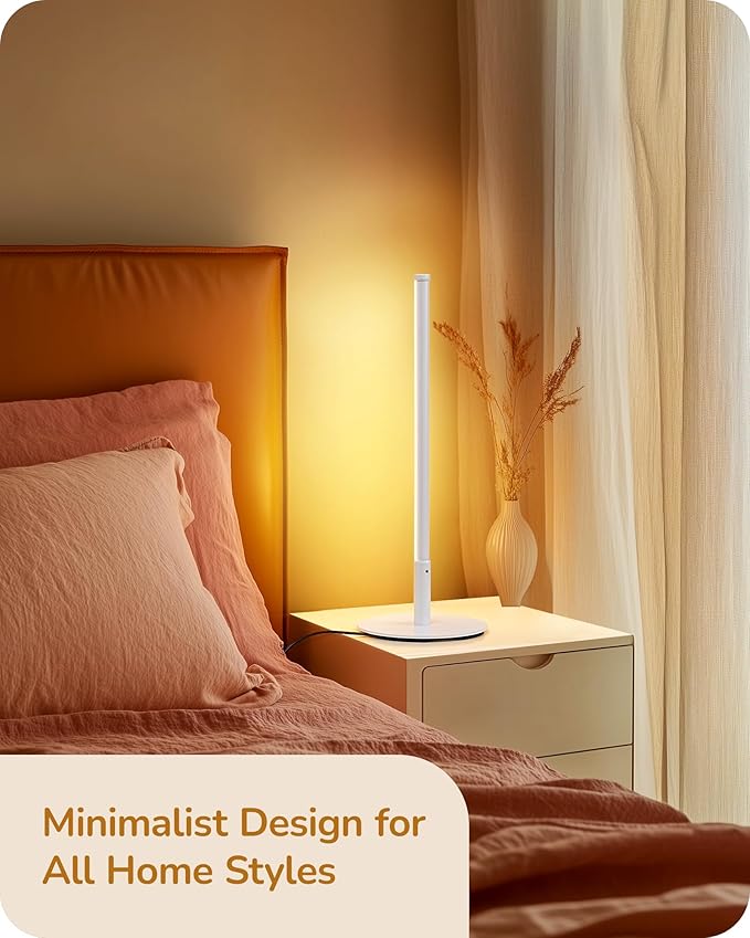 EDISHINE LED Table Lamp, Minimalist Desk Lamps for Home Office, White | Dimmable, 3 Color Temperature, Power Cord Touch Switch, Metal Finish, Ideal for Bedroom, Living Room - Image 5