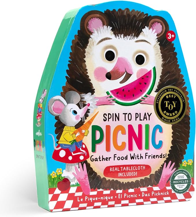 eeBoo: Spin to Play Picnic - Game for Kids, Gather Food with Friends, Preschool, Ages 3+, 2-4 Players, 15-25 Min Playing Time by eeBoo