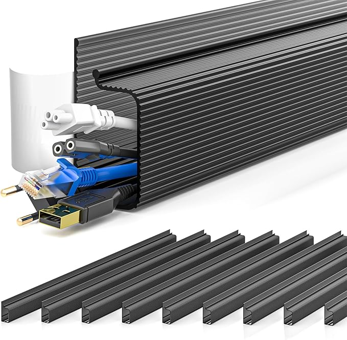 YECAYE 157in Cable Management, Cord Organizer,Easy Install Self-Adhesive Cord Hider, Cable Organizer, Cable Hider for Office Organization,Child & Pet Proof, Black by Yecaye