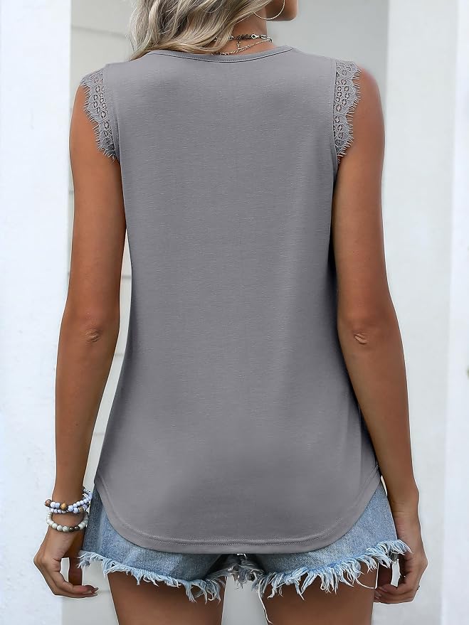 ANRABESS Womens Lace Trim Tank Tops V Neck Sleeveless Shirts 2026 Summer Casual Trendy Dressy Cami Top - Image 5