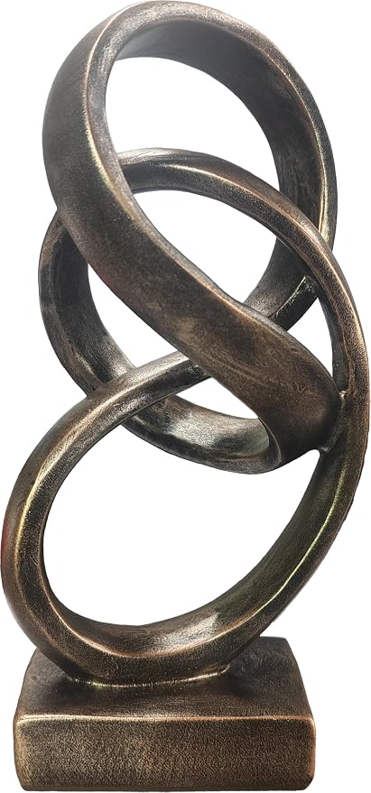 10" Modern Abstract Ribbon Decorative Sculpture, Knot Sculptures,Home Decor,Coffee Table Statues,Dining Living Room Desk Decor（Bronze Colored） by LAIKEARTS