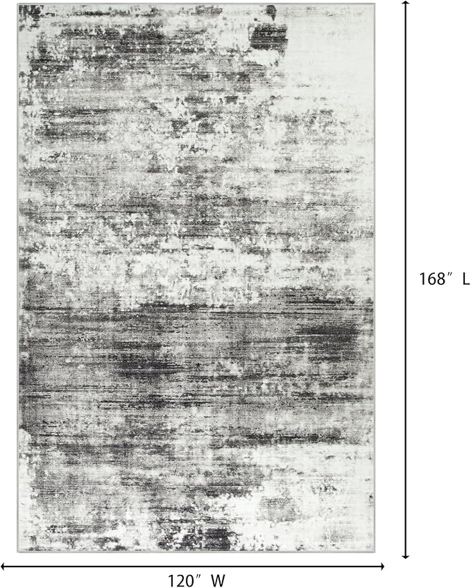 10x14 Area Rugs Washable Rug: Modern Abstract Living Room Rug Soft Anti-Skid Thin Carpet Indoor Floor Non-Shedding Carpets for Bedroom Dining Room Farmhouse Nursery Home Office Black Grey - Image 2