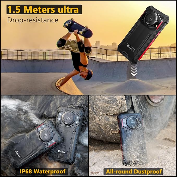 FOSSIBOT F101P Android 13 Rugged Smartphone, 7GB+64GB /1TB Rugged Call Phone 10600mAh Unlocked Phone 123dB Loud Volume Phone 5.45" 24MP+8MP Camera Waterproof Smartphone 4G Dual SIM OTG 18W Charger - Image 6