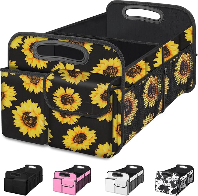 Femuar Car Trunk Organizer, Car Storage Organizer with Large Capacity Waterproof Collapsible Trunk Organizer for Car Suv/Jeep/Sedan (Sunflower, Standard) by GuangzhouTailinTechnologyCo