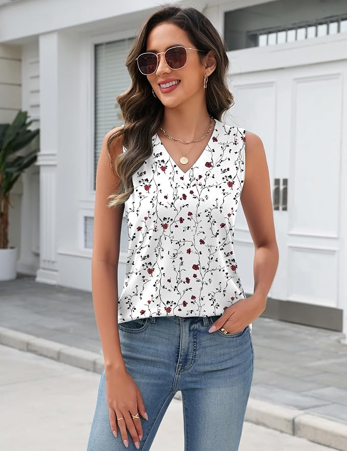Zeagoo Tank Top for Women V Neck Loose Fit Sleeveless Summer Tops Business Casual Outfits Dressy Blouses Shirts - Image 4