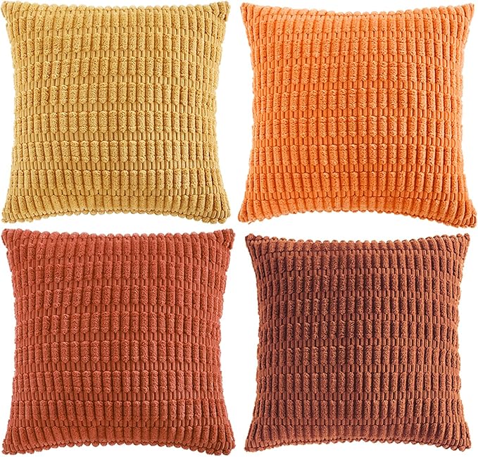 Fancy Homi 4 Packs Decorative Throw Pillow Covers for Living Room Couch Bed, Modern Farmhouse Boho Home Décor Accent Cushion Case, 20" x 20", Burnt Orange Series - Image 8