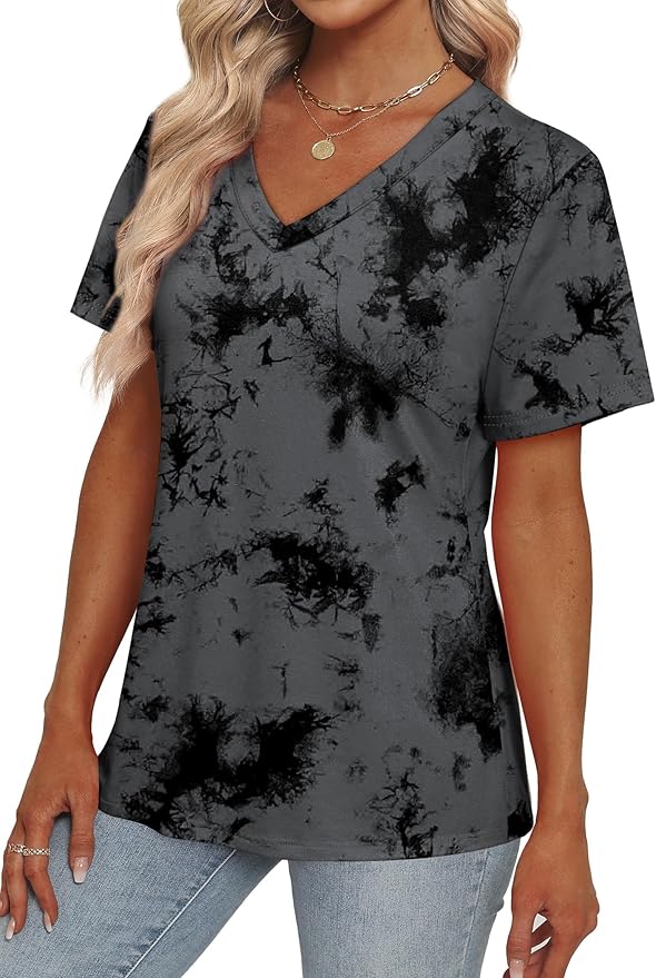 Alaroo Womens Summer Tops 2026 V Neck Short Sleeve Shirts Trendy Dressy Casual Vacation Outfits Printed - Image 3
