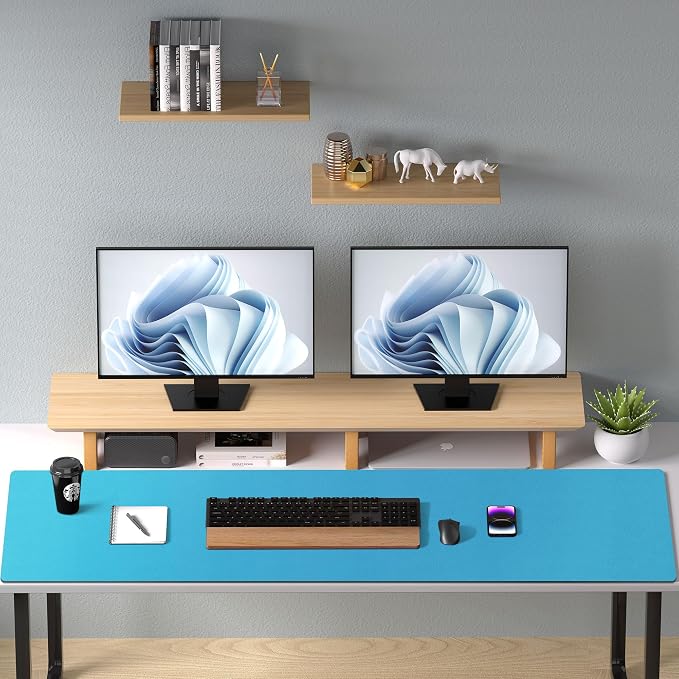 Aothia Leather Desk Pad Protector, Office Desk Mat, Large Mouse Pad, Non-Slip PU Leather Desk Blotter, Laptop Desk Pad, Waterproof Desk Writing Pad for Office and Home (48"x17", Turquoise) - Image 8