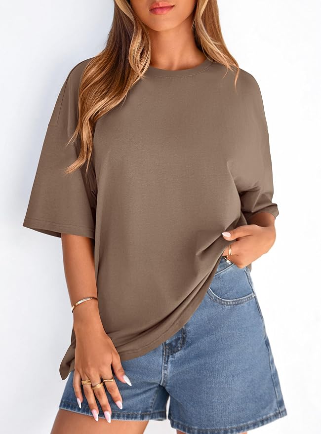 PRETTYGARDEN Womens 2026 Spring Going Out Tops Casual Short Sleeve Crewneck Loose Fit Basic Oversized T Shirts Summer Outfits - Image 4