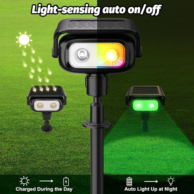 Nreonrick RGB Multicolor Solar Spot Lights 360° Adjustable Solar Lights Outdoor IP65 Waterproof with 2-in-1 Solar Powered Spotlights for Landscape Lighting for Garden,Yard,Pathway (Multi Color,4 Pack) - Image 7